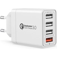 Multiple USB Charger, Fast and Safe, 4 USB Ports Compatible with All Mobile Phones, Tablets, Laptops Including Samsung Galaxy, Note, Xiaomi, Huawei