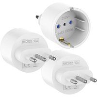 3 Pièces Adaptateur Prise Italienne, Adaptateur de Voyage Italie, Adaptateur Europe France vers Itlay pour Italy, Syrie, Uruguay, Chili, Maldives