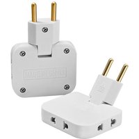 2 Pcs US à L'Europe Multiprise Plate, 180 ° Rotatable Multiprise Extra Plate, 3 en 1 Flat Multiprise Socket pour Voyage et Usage Domestique