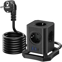 Multiprise Cube, Bloc Multiprises avec 5 Prises avec 2 USB et 1 Type C Chargeur de Voyage, Multiprise USB Secteur 2M,Tour Multiprise Electrique