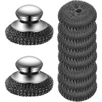 Brosse Vaisselle¿2 Pièces Brosses à Vaisselle avec Poignée 8 Pièces Eponge Lavable Éponges en Acier Inoxydable Eponge Vaisselle Eponge Lavable Paille