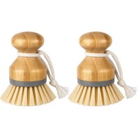 Brosse à Paume en Bambou, Brosse à Récurer pour Nettoyage des Vaisselle Casseroles Plates Éviers de Cuisine, Lot de 2
