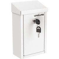 Boîte à clés pour l'extérieur, boîte à dons en métal blanc avec serrure à clé, boîte à suggestions sûre, boîte aux lettres murale avec fente