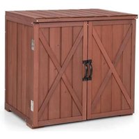 Costway Armoire Abri De Jardin En Bois De Sapin Massif Avec Doubles Portes Et Poignées Pratiques 77 X 56 X 72cm Armoire De Rangement