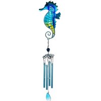 Carillon Éolien En Verre Pour Jardin,Terrasse,Décoration À Suspendre,Océan,Porche,Balcon,Décoration Créative À Suspendre (89 X 12 X 3 Cm) (Hippocampe