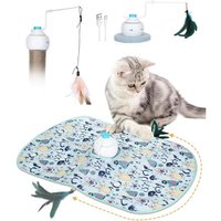 Jouet Chat À Plume Interactif 3 En 1 Charge Usb Jeux Automatique Électronique Rotatif Pour La Chasse Jeu Cache Cache Pour Arbre À Chaton Avec 2 Plumes