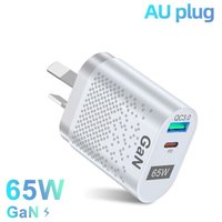 Chargeur Gan 65W Pour Australie Nouvelle-Zélande, Prise Au Pd 33W, Chargeur Rapide Qc 3.0, Adaptateur Usb Pour Iphone 15 14 13 Pro Max Samsung S23