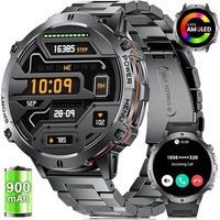 Montre Connectée Homme Avec 900 Mah Grande Batterie 1,73¿ Amoled Pour Ios Android,Bluetooth Appels,Fréquence Cardiaque/Moniteur De Sommeil/Boussole