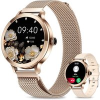 Montre Connectée Femme Avec Appel Bluetooth, 1.1"" Amoled Ronde Smartwatch Moniteur De Sommeil Fréquence Cardiaque, 110+Sport Montre Intelligente,