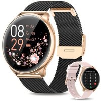 Montre Connectée Femme Avec Appels Bluetooth 5.1/Numérotation, Ip68 Fonction Féminine/Spo2/Fréquence Cardiaque/Sommeil/19 Modes Sportifs/Lecteur