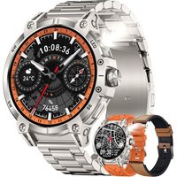 Amoled Montre Intelligente Pour Homme Avec Fonction Téléphone, Lampe De Poche, 5 Atm, 123 Modes Sportifs, Moniteur De Pression Artérielle, Moniteur
