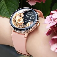 Montre Connectée Pour Femme Avec Diamants 1,2"" Amoled Fitness Tracker Avec Appels, Montre Numérique Avec 100 Sports, Spo2 / Cardiofréquencemètre
