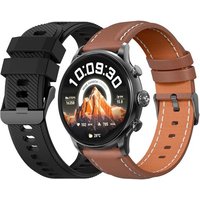 Rainbow Voyager-Montre Connectée Homme Amoled 1.43'' Noir-Appel Bluetooth/Sans Fil & Capteurs Santé-Modes Sport Avec Coaching-2 Bracelets Cuir