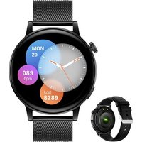 Montre Connectée Pour Homme Femmes Ronde Smartwatch Sport Montre Intelligente Etanche Trackers D'activité Pour Iphone Android Avec Répondre/Passer