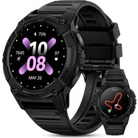 Montre Connectée Homme Femme Gps, 1.32"" Écran Toujours Activé Amoled 5atm Étanche Boussole Baromètre Appel, Smartwatch 170+ Modes Sport Suivi Du