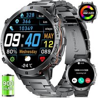 Montre Connectée Homme Avec Appel Bluetooth, 900mah Batterie/1.73"" Amoled Smartwatch Homme Avec 110+ Modes Sportifs/Ip68 Étanche,Fréquence Cardiaque
