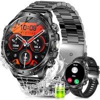 Montre Connectée Homme Avec 1.9'' Grand Écran Acier Inoxydable Smartwatch Homme Led Lampe De Poche, Appel Bluetooth Fréquence Cardiaque Sommeil