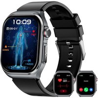 Montre Connectée Homme Femme Ecg/Hrv/Imc, 2,04"" Écran Amoled Batterie Extra-Large Appels Bluetooth, Smartwatch Surveillance 24/7 Du Sommeil Rythme