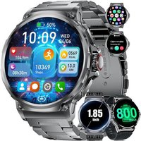 Montre Connectée Homme Avec Appel Bluetooth, 1,85'' Hd Grand Écran Smartwatch Pour Android Ios, Avec 3 Bracelets/Batterie 800mah, 24/7 Suivi De La