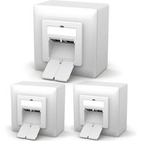 Lot de 3 prises réseau CAT 6a-Prise LAN universelle-2 ports RJ45-Montage en saillie/encastré-Blindée EIA/TIA 568A&B 8P8C-Réseau Ethernet 10