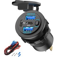 78W 4 Port Prise USB 12V Chargeur de Voiture,Super Rapide Double PD3.0 & QC3.0 Port USB Multiple pour Voiture,Remplacement de l'allume-Cigarette USB