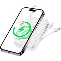 Batterie Externe Magnétique, Compatible Avec Magsafe, Batterie Externe 10000mah Avec 2 Câbles, Sans Fil Power Bank Charge Rapide Pd 22.5w, Compatible