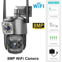 4K 8MP double objectif WiFi caméra IP Vision nocturne Ai humain détecter PTZ vidéo extérieure Camara sans fil V380 Pro CCTV Protection de sécurité