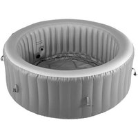 Spa Gonflable Rond-Duoku-Capacité 4-6 Personnes-Bains à Remous D¿Extérieur Portable 208x66 cm-avec 130 Jets Apaisants-en PVC-Gris