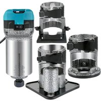 Outil de Défonceuse à Bois 710 W-Duoku-Routeur à Base Fixe-Plongeante, Inclinable et Décalée avec 3 Pinces-Coque en Aluminium
