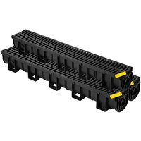 Kit Caniveau Extérieur-Duoku-Lot de 3-Système de Drainage Tranchée Grille en Plastique PEHD-avec 3 Embouts-Connexion à Emboîtement