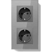 Double Prise Schuko Encastrée Norme UE,Prise Murale 16A avec Cadre en Verre,Installation Facile,Griffes Rabattables,Type F avec Terre,2 Voies 157 *