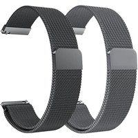 jum-2Pcs Bracelet De Montre 20Mm Pour Homme Femme,Boucle Réglable,Montre Connectée Et Montre Traditionnelle Dégagement Rapide(Noir + Gris Foncé)
