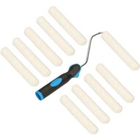 Lot de 10 rouleaux de peinture en velours 20 x 150 mm avec poignée en caoutchouc