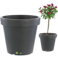 Pot De Fleurs Rond Ø 58 Cm Grand Pot De Culture 55 L Mobile À Roulettes Anthracite