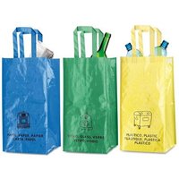 Lot de 3 sacs de recyclage des déchets,reliés par cintas,pack avec sac de recyclage bleu,vert et jaune pour recycler plastique,verre,papier et