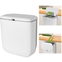 Poubelle Murale 13.6L, Petite Poubelle Cuisine De Porte Sous éVier Pour Salon,Cuisine,Camping-Car (Blanc)