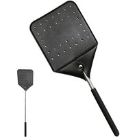 Tape Mouches Raquette Zappeuse Téléscopique à Manche Acier en Métal Racket Électrique Portable avec Manche Métallique pour Capturer Les Insectes