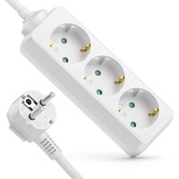 TYE-Multiprise à 3 Compartiments Multiprise Intérieure Câble de 3,0m Boîtier en Plastique Robuste Économiser L'électricité Blanc