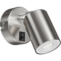 Spot mural WAIKA,à une flamme,avec interrupteur,inox mat,incl. LED GU10 (blanc chaud,7,6W,1103lm,33°)