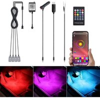 Kit D'éclairage Ambiant Pour Voiture Intérieure Rvb, App Controller + Télécommande Rf Synchronisation Avec Musique Sonore Fonction De Mémoire Active