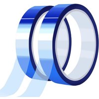 Lot de 2 rouleaux de ruban adhésif résistant à la chaleur-20 mm x 33 m-Film polyimide-Ruban de masquage bleu pour sublimation-Sans résidus-Ruban