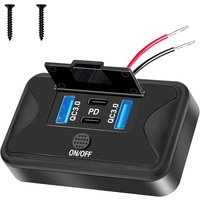 Prise Usb 4 Ports Mise À Niveau 12 V Avec Interrupteur À Bouton-Poussoir 12 V-Plaque Faceplate Étanche (Montage Universel)-Double Ports Usb Qc3.0 18