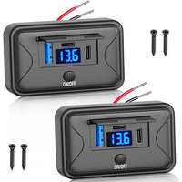Lot De 2 Prise Usb C 12 V Pour Camping-Car Dual 36 W Pd Et Qc 18 W Usb Multi Port Chargeur Prises Charge Rapide Avec Interrupteur Voltmètre Pour 12