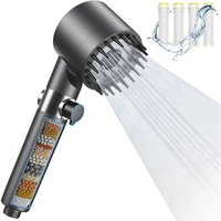 Pommeau de Douche avec et Filtre, Pomme de Douche 3 types de jet avec Fonction d'arrêt, Pomme de Douche Haute Pression, Pomme de Douche Ronde à
