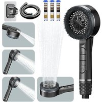 Pommeau de Douche Haute Pression, Douchette avec Filtre anti Calcaire, avec Tuyau 1.5M et Support de Douche, 4 Types de Jets Pommeau Douche Economie
