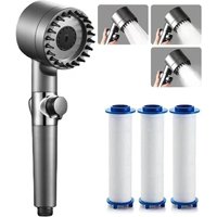 Pommeau de Douche, Douchette Haute Pression avec 3 Types de Jets, Pommeau de Douche Anti Calcaire Economie Deau avec 3 Filtre Coton PP Remplaçable