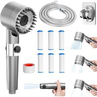 Pommeau de Douche Haute Pression, Pommeau de Duche avec Filtre, Douchettes Douche Salle de Bain 3 Modes Réglable, Douches à main avec 6 Filtre et