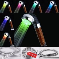 Pomme de douche avec tuyau - 7 Changement de couleur LED, pression haute, économie d'eau, contrôle température, adoucisseur d'eau Pomme de douche