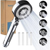 Pommeau Douche avec 4 Pp Filtres - Pommeau De Douche Haute Pression Anti Calcaire, Douchette Douche Salle de Bain avec 5 Modes de PulvéRisation,