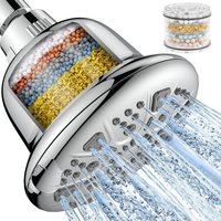 Pommeau de douche filtré, haute pression avec filtre pour eau dure, adoucisseur de pluie, luxe, 7 réglages réglables, chromé
